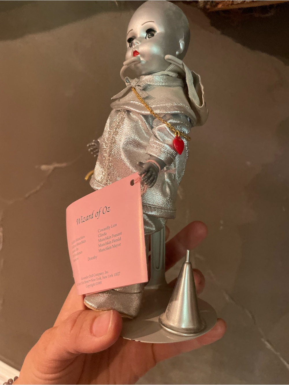 Madame Alexander Wizard Of Oz Tin Woodsman 8" Doll 1993 Silver Gray w/ Stand - Picture 2 of 4